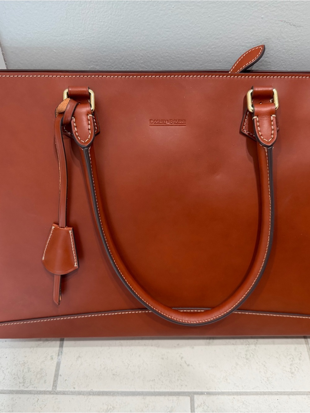 Dooney & Bourke Leather Tote in Chestnut Brown